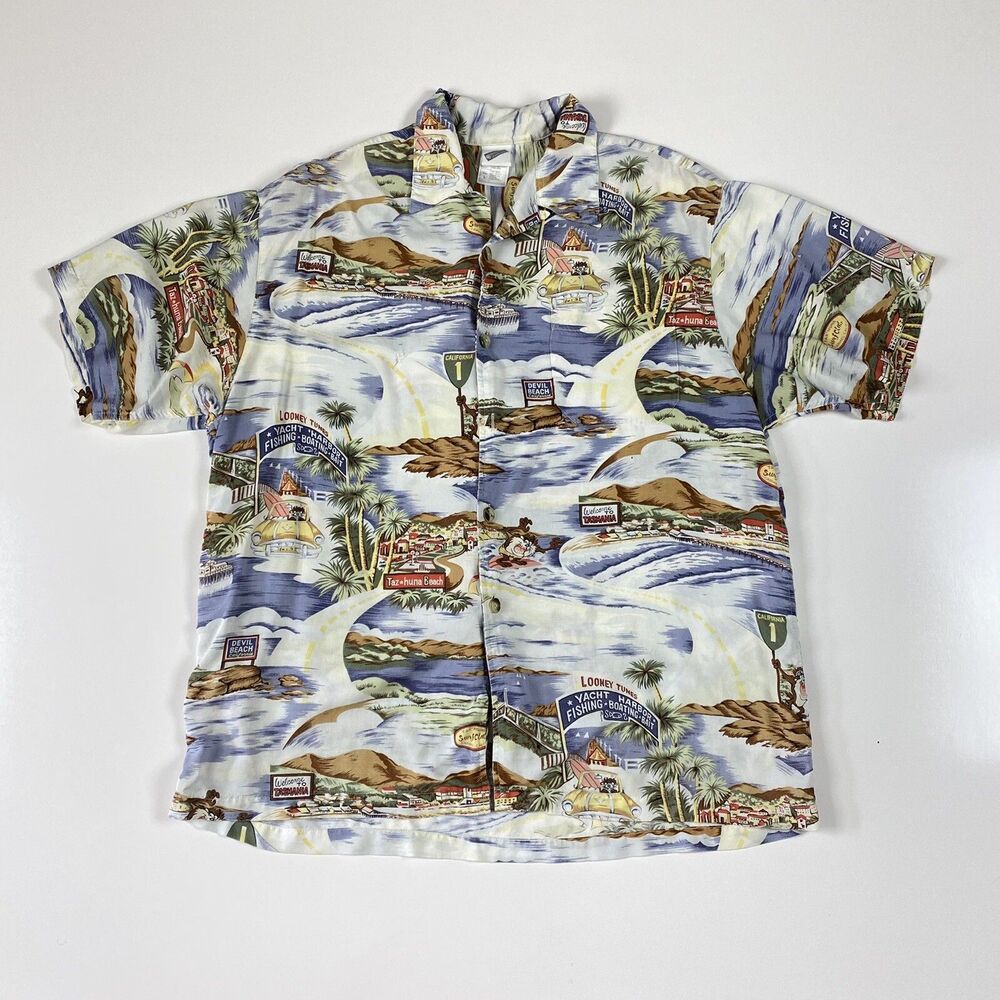 Vintage Warner Bros. Looney Toons Taz Devil Shirt Size Large Missing Buttons